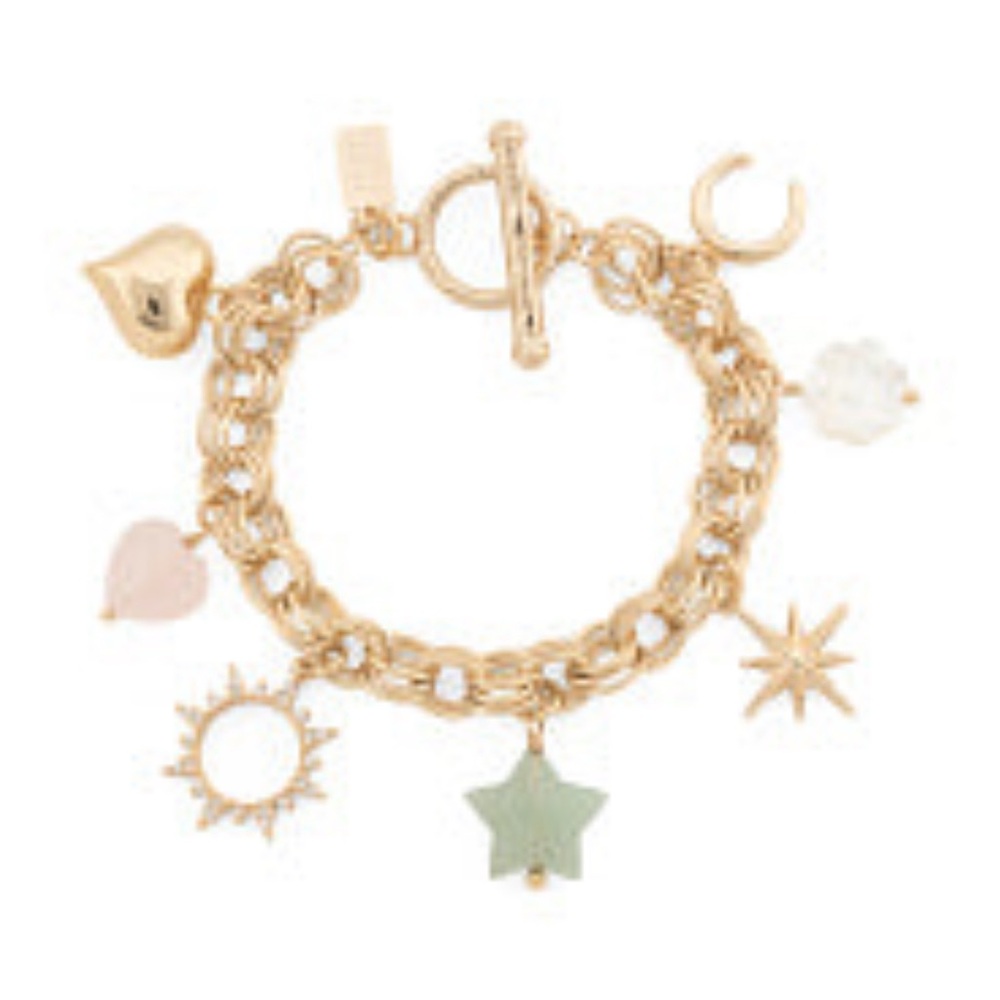 Chic Gold Bracelet with Multicolor Charms